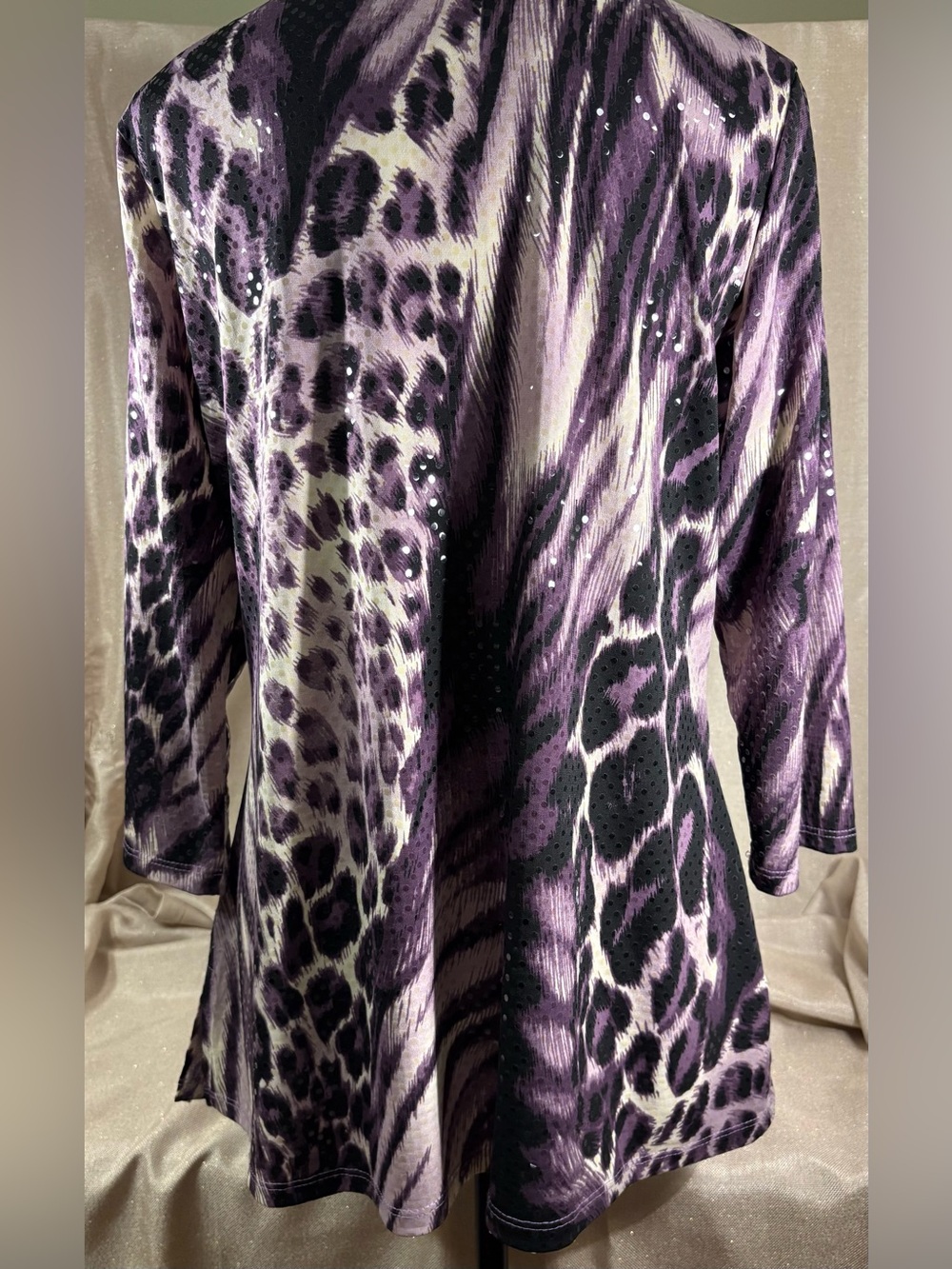 Susan Graver Purple Animal-Print V-Neck Tunic - Picture 3 of 6